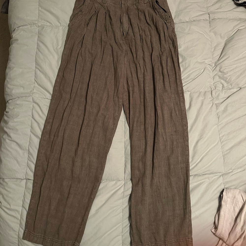 Free People Brown Wide-Leg Trousers